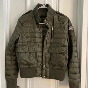 Moncler Quilted Down Bomber Jacket Khaki